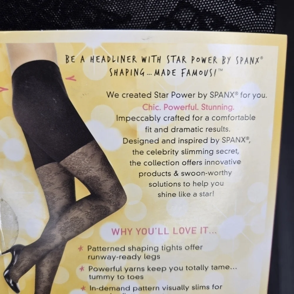 Spanx Star Power Center-Stage Patterned Shaping Tights Medallion Size B New